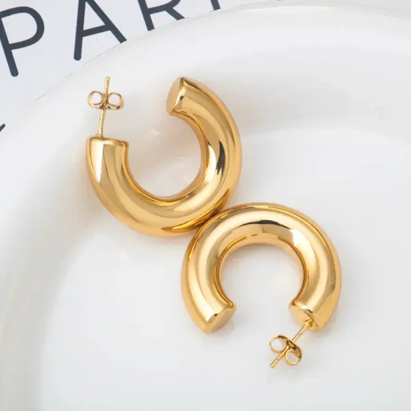 Wholesale 304 Stainless Steel Geometric PVD Coated 18K Real Gold Plated Modern Style Classic Style Ear Studs