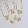Wholesale Hot Sale 18K Brass 26 English Small Letters Pendant Stainless Steel Snake Chain Necklace For Women