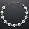 Wholesale Fashion Devil's Eye Heart Shape Copper Bracelets Enamel Inlay Artificial Gemstones Copper Bracelets