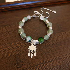 22# bracelet-silver-green lotus
