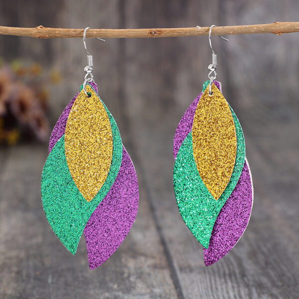 oly-36e39d78ed9369e84bea445fa3cd7cd7 Wholesale wish green leaf shengpa festival multi-pu earrings personalized trendy earrings