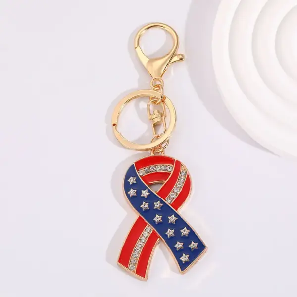 Wholesale Flag Diamond Inlaid Keychain Bag Pendant Small Gift Keychain