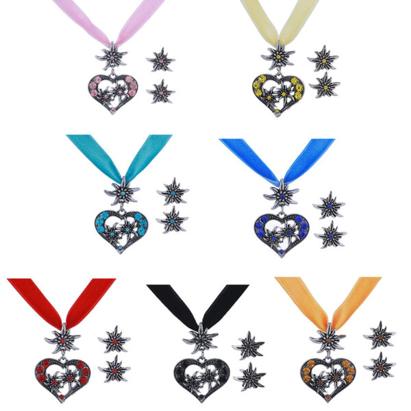 Wholesale Alloy Edelweiss Necklace Set - Luxury Heart-Shaped Clavicle Chain