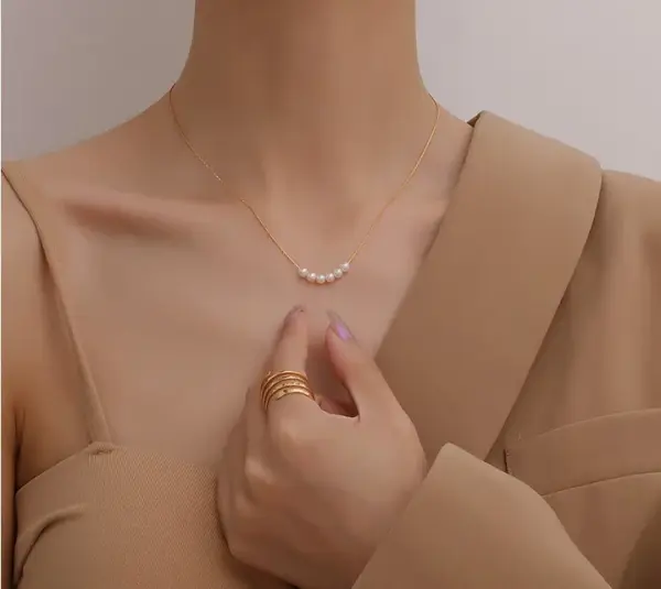 Wholesale Women'S 304 Stainless Steel PVD Coated 18K Gold Plated Inlaid Ball Artificial Pearls Pendant Necklace Imitation Pearl Jewelry