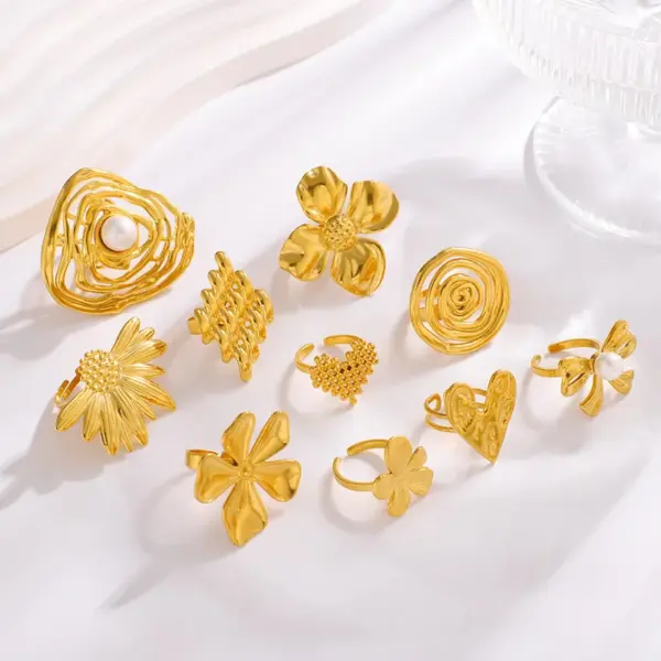 Wholesale Jewelry Retro Classic Style Heart Shape Bow Knot 304 Stainless Steel Plating Open Rings