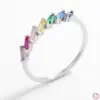 Wholesale Women’s Rectangle Claw Setting Ring In 925 Sterling Silver With Platinum Plated Water Plating And Zircon Inlay