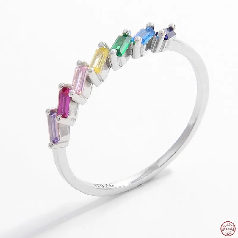 Wholesale Women’s Rectangle Claw Setting Ring In 925 Sterling Silver With Platinum Plated Water Plating And Zircon Inlay