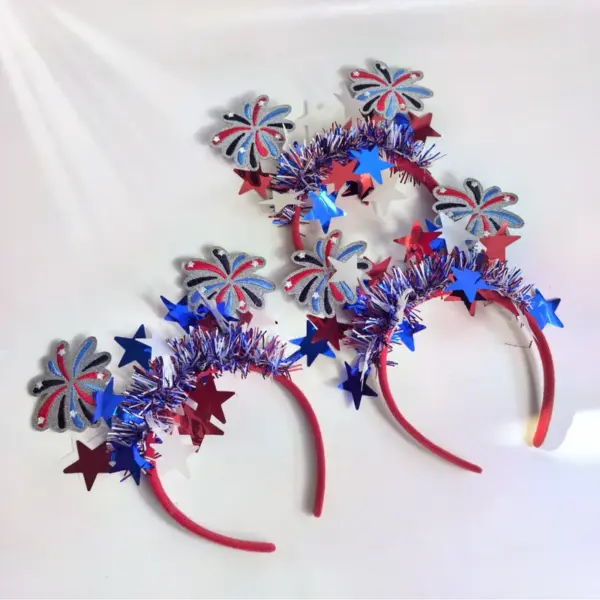 Wholesale 71st American Blue White Red Fireworks Headband Flag Party Decoration Headwear Unisex Rainbow