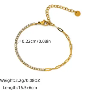 Gold / adjustable / 1 Piece White Chain Bracelet
