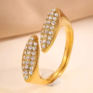 Wholesale Geometric Rings For Adults Featuring Waterproof Non Tarnish 304 Stainless Steel With 18K Real Gold PVD Coating And Zircon Inlay