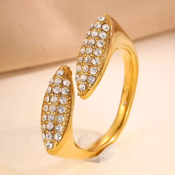 Wholesale Geometric Rings For Adults Featuring Waterproof Non Tarnish 304 Stainless Steel With 18K Real Gold PVD Coating And Zircon Inlay