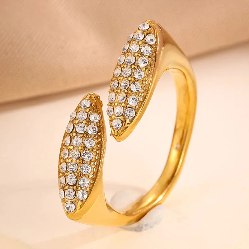 Wholesale Geometric Rings For Adults Featuring Waterproof Non Tarnish 304 Stainless Steel With 18K Real Gold PVD Coating And Zircon Inlay