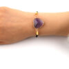 Wholesale Natural Stone Amethyst Heart-shaped Edge Bracelet for Men and Women Couple Adjustable Love Bracelet