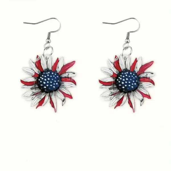 Wholesale Acrylic Earrings USA Independence Day Red White Blue Stripes Texas Sequin Five Pointed Star Glittering Simple Style Women's Jewelry