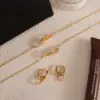 Wholesale Women's Classic Style 18K Gold 304 Stainless Steel + White Rhinestone Double Ring Necklace Earring Set 18K Real Gold Plated Vacuum Electroplating (In Furnace) Zircon Geometric Pattern (Jewelry) Waterproof Non-Fading Asymmetric Handmade Chain Jewelry Set For Women