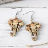 Wholesale 1 Pair Retro Western Style Elephant Wood Drop Earrings