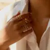 Wholesale 304 Stainless Steel Geometric Snake PVD Coated Real Gold Plated Casual Modern Style Commute Waterproof Non Tarnish Open Rings Rings