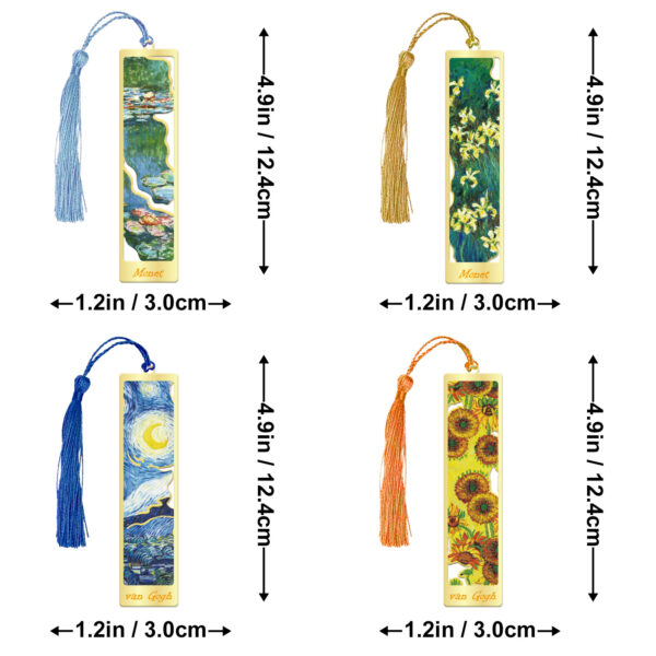 Wholesale Vintage Famous Painting Oil Painting Style Metal Bookmark Hollow Reading Book Page Clip Hand Account Pendant Metal Bookmark Creative Gift