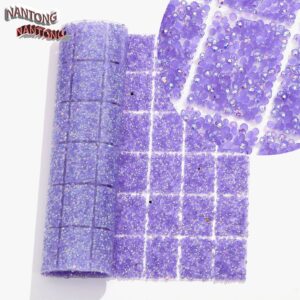 9 purple / Flat bottom round hot diamond hot melt square adhesive sticker [full piece 24*40cm small square 3*4cm]