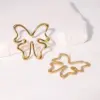 Wholesale PVD Coated Real Gold Plated 18K Gold Butterfly 304 Stainless Steel Princess Cute Modern Style Waterproof Non Tarnish Ear Studs