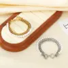 Wholesale 18K Gold Plated Fashion 304 Stainless Steel Layered Zircon Chain Shell Bead Bracelet For Women Unisex Style OT Clasp Jewelry