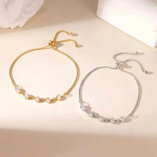 Wholesale Adjustable Drawstring Titanium Steel Bracelet Sparkling Zirconia Diamond Light Luxury Unique Personality New Style Jewelry