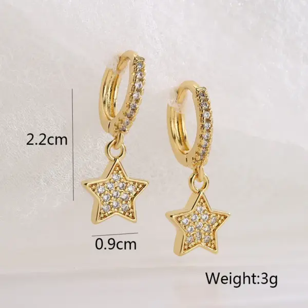 Wholesale Sweet Star Copper Drop Earrings