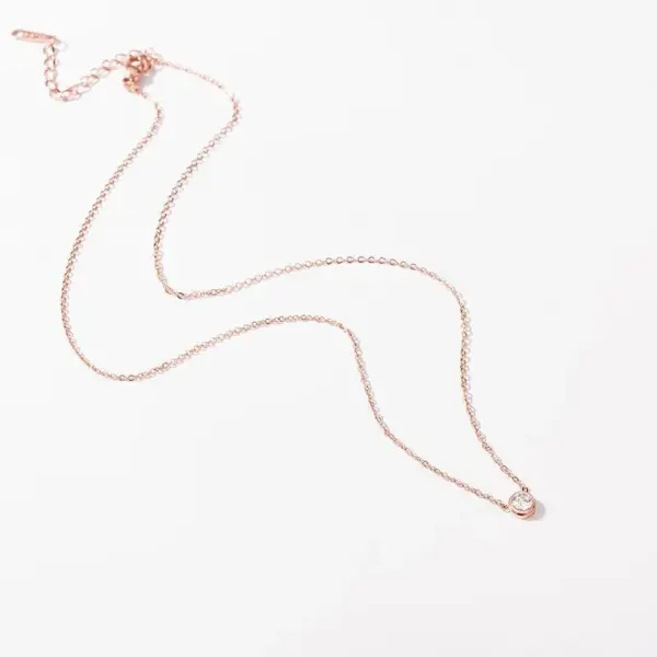Wholesale Jewelry Round 304 Stainless Steel Artificial Rhinestones 18K Gold Plated PVD Coated Plating Inlay Necklace
