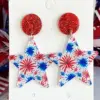 Wholesale Acrylic Floral Bohemian Earrings American Style Sensory Light Summer Independent Day Patriotic Wave Boho Geometric Pattern Women