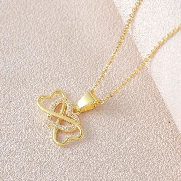 Wholesale Heart Shape Pendant Necklace For Women In Copper With 18K Gold Plated Claw Setting, Zircon, Cable Chain