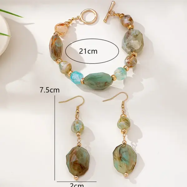 Wholesale Bohemian Geometric Acrylic Bracelets For Women Featuring Electroplated KC Golden Plated Beaded Cord String Design