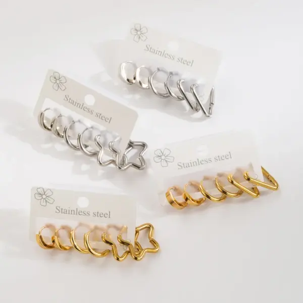 Wholesale 304 Stainless Steel Solid Color PVD Coated Golden Plated Casual Elegant Earrings