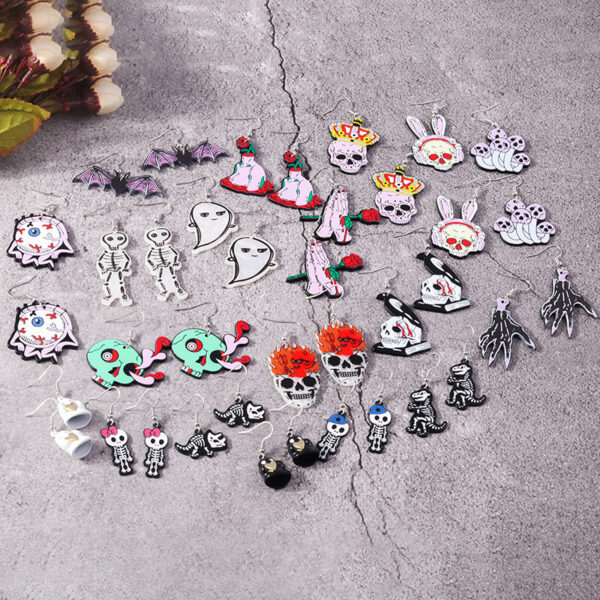 oly-37d6e67d7d6f2cc8c0c0ef598f2efac8 Wholesale jewelry Halloween series skull rabbit earrings creative design cartoon earrings pendant