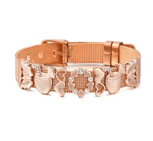 Wholesale 201 Stainless Steel Heart Shape Simple Style Bracelets
