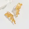 Wholesale Irregular Hollow Butterfly 304 Stainless Steel 14K Gold Plated Waterproof Non-Fading Earrings For Women Vacuum Electroplating