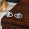 Wholesale Fashionable Full Diamond Devil's Eye Earrings Style Resin Post Studs Geometric And Star Patterns For Women