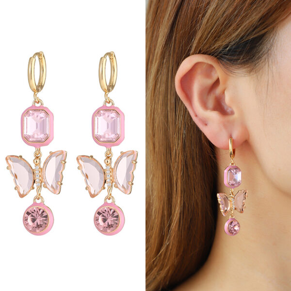 oly-37f14ad1ac7577fc7d470adc5b81a072 Wholesale Kenjie autumn and winter Valentine's Day love peach two-piece earrings Women's fashion semi-precious stone drop oil earrings