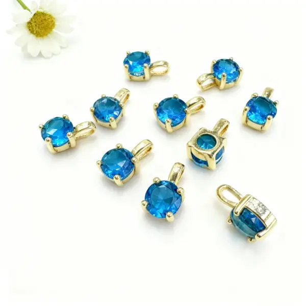 oly-37f196ca125ce0e159cec323bf33c4c9 Wholesale 18K Gold Plated Copper Color Retention Zircon Round Birthstone Pendant DIY Jewelry Geometric Water Plated Imitation Gold