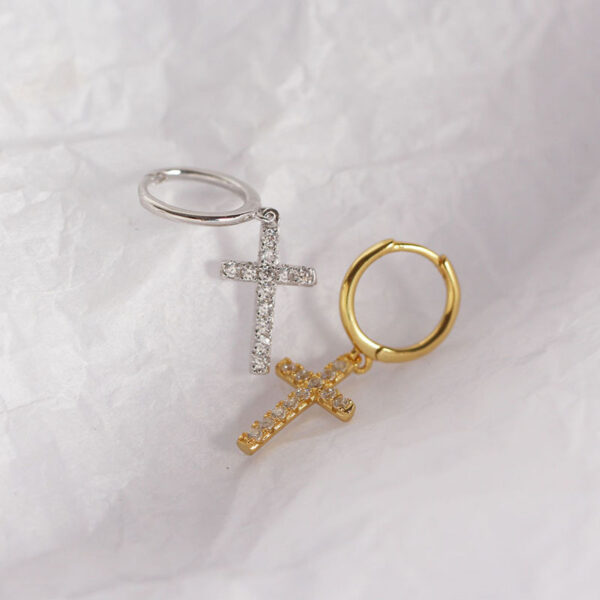 oly-37f55957dfb93645eee8b6175d836835 Wholesale Classic Cross Micro Diamond Earrings Women's Ear Buckle Zircon Earrings INS Trendy Elegant All-match Ear Men