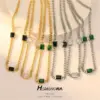 Wholesale Geometric Cuban Chain Link Necklace For Women In Copper With 14K Real Gold Electroplated Finish And Zircon Inlay