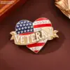 Wholesale American Flag Pin In Zinc Alloy Featuring Diamond Craftwork, Perfect For Independence Day