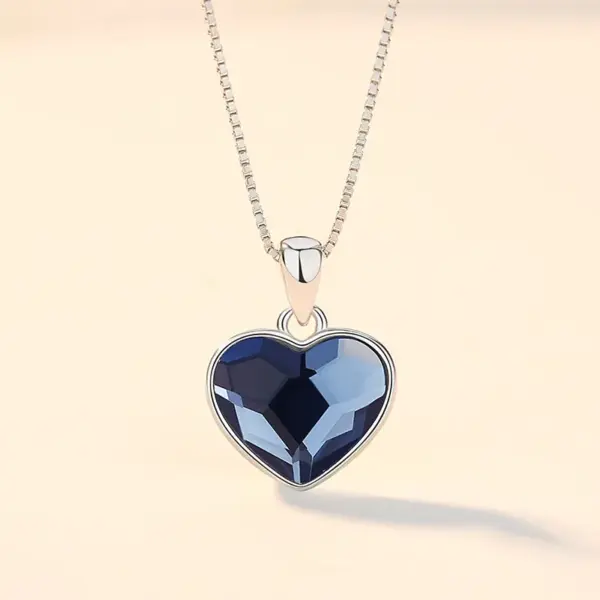 Wholesale 925 Sterling Silver Heart Necklace For Women With Austrian Crystal Pendant Cross Jesus 3D Printed Fashion Collarbone Chain Jewelry
