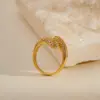 Wholesale Double-Headed Design Ring Open Design Vintage Gold-Plated Geometric Wide Ring Suitable For Women
