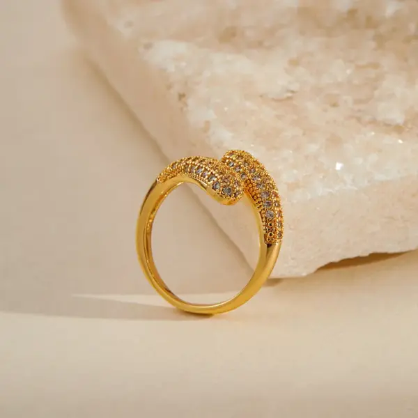 Wholesale Double-Headed Design Ring Open Design Vintage Gold-Plated Geometric Wide Ring Suitable For Women