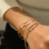oly-382f51745d6e605035d751014f7a9592 Wholesale 18K Gold Plated 304 Stainless Steel Vacuum Electroplated Geometric Mixed Color Metal Contrast Cable Chain Cross Chain O Chain Jewelry Set For Women Independence Day