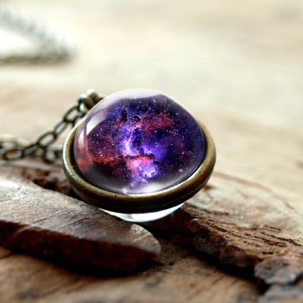 oly-38351180450658a1c4f048b4f8688d07 Wholesale Jewelry Double-Sided Glass Ball Solar System Universe Starry Sky Necklace