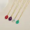 Wholesale Hot-Selling New Retro Simple Natural Stone Zircon Geometric Water Drop Shape 14K Gold Plated Pendant Collarbone Chain Necklace For Women