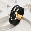 oly-3843f22adf4782f17e184d21af4ef7d1 Wholesale Cross Leather Women Bracelet Metal Large Ring Cuff Bracelet Multi-layer Wristband Magnetic Buckle Bracelet