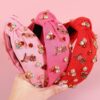Wholesale Valentine's Day Diamond Headband Fashionable Elegant Peach Heart Letter Headband Wide Side High Cranial Top Holiday Headwear