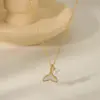 Wholesale 304 Stainless Steel Copper 18K Gold Plated Beach Simple Style Inlay Starfish Shell Fish Tail Artificial Pearls Zircon Pendant Necklace